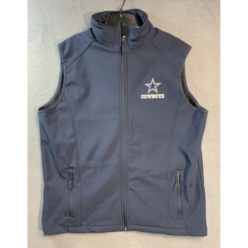 Dallas Cowboys Dunbrooke Softshell Vest Men's L Navy Fleece Lined Full Zip NFL
